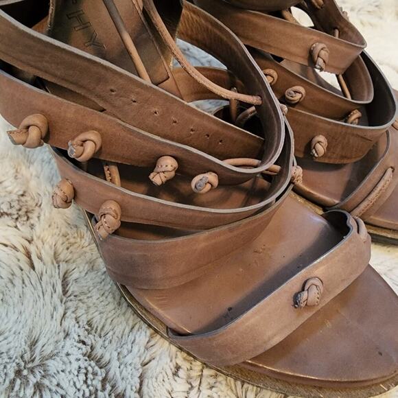 GIVENCHY BLOCK MULTI STRAPE KNOTTED ANKLE WRAP SANDALS SIZE 39.5 (9) - Picture 6 of 7